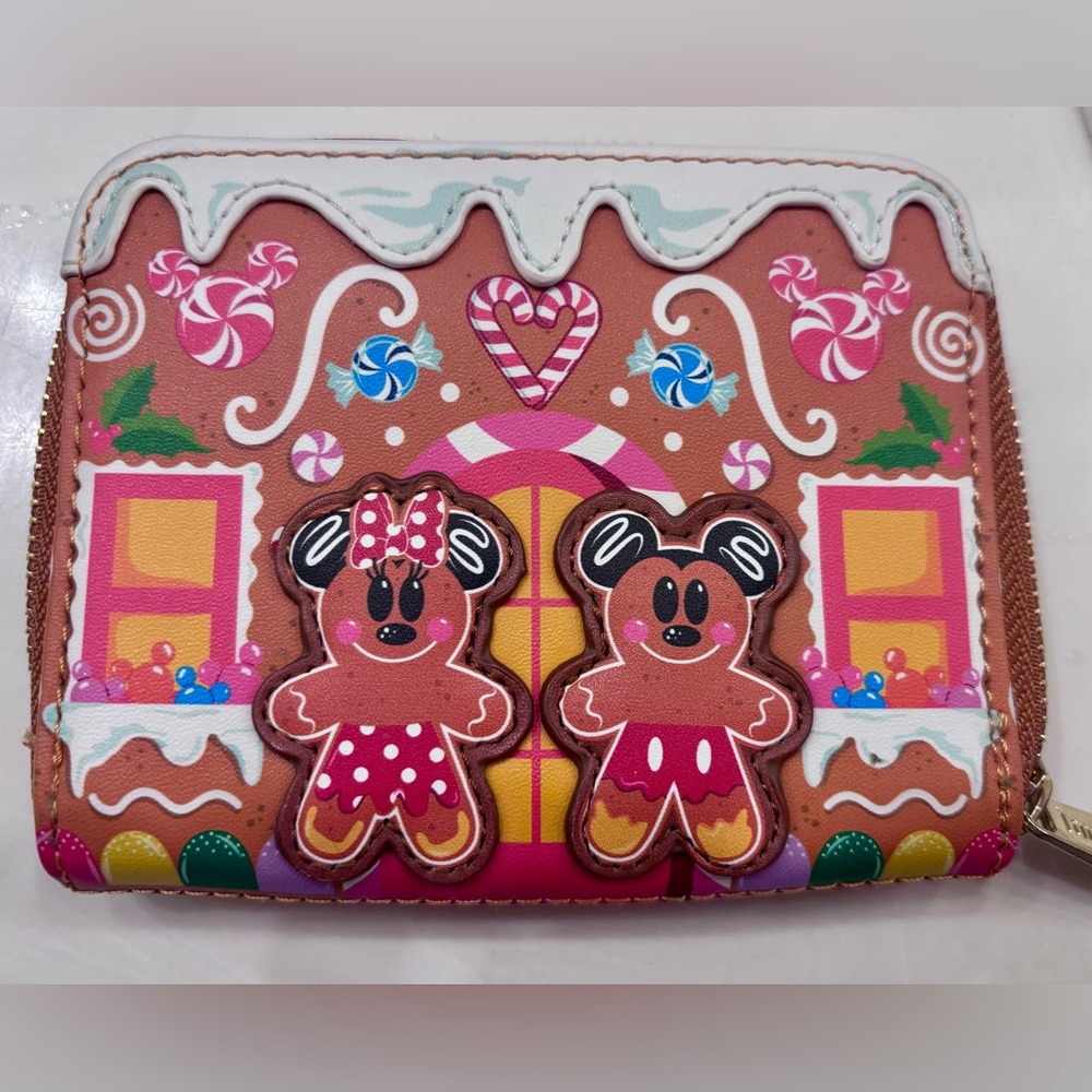 Loungefly Disney Gingerbread Themed Wallet Featuring Mickey & Minnie Mouse